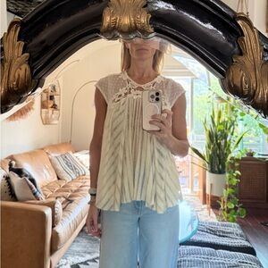 Free People Cream Lace Blouse